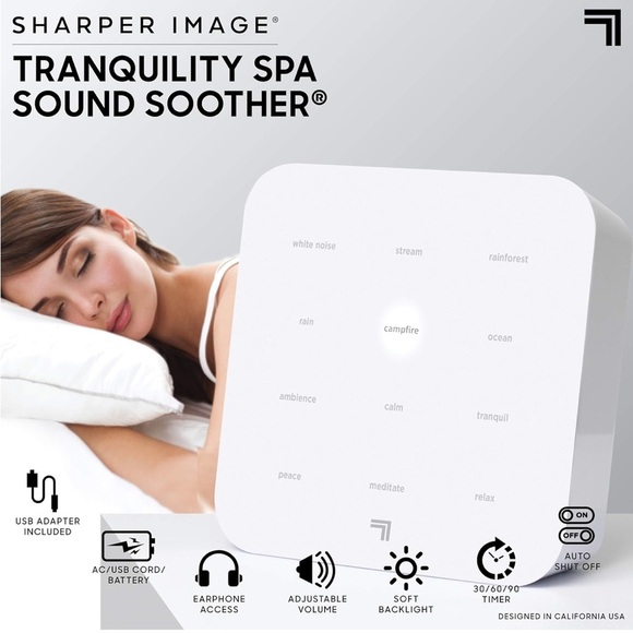 SHARPER IMAGE Ultimate Sleep White Noise Sound Machine Portable Relaxing Music - Picture 1 of 10